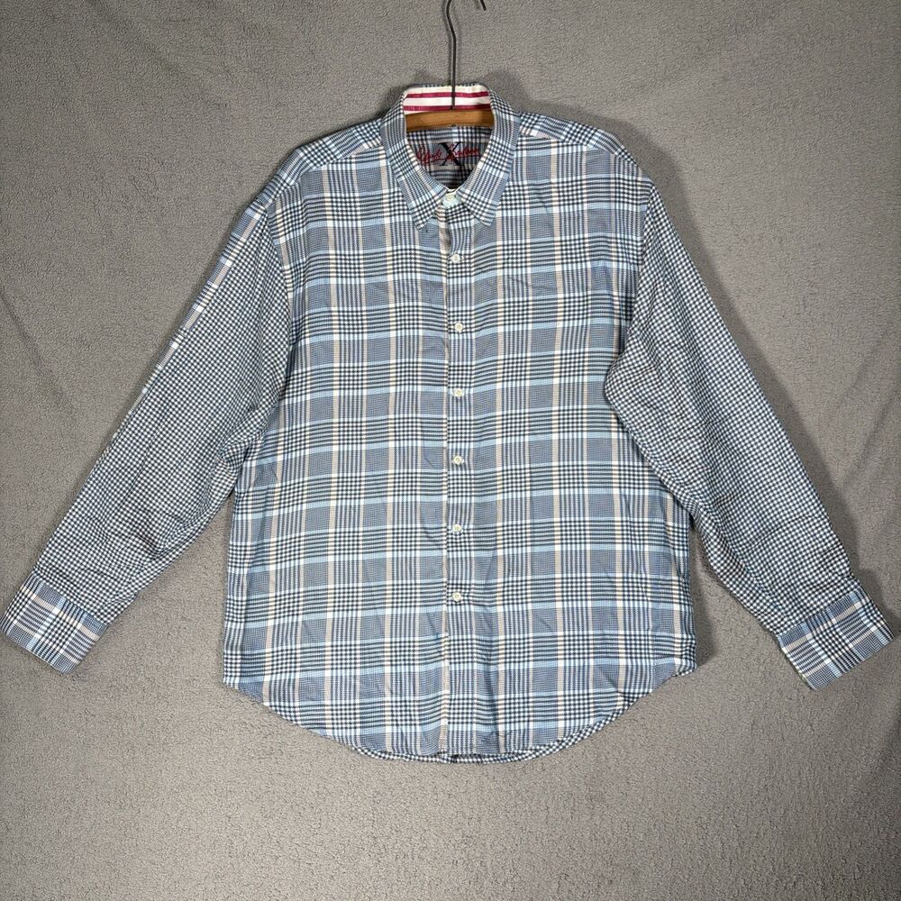 Robert Graham Shirt Men’s Size 2XL Houndstooth Plaid Flipcuff Mixed Media Luxury